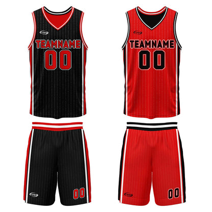 Benutzerdefinierte Schwarz Rot Reversible Basketball Jersey Personalisierte Drucken Name Nummer Logo