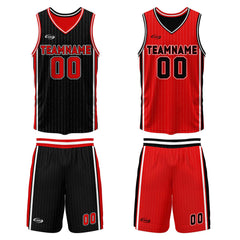 Benutzerdefinierte Schwarz Rot Reversible Basketball Jersey Personalisierte Drucken Name Nummer Logo