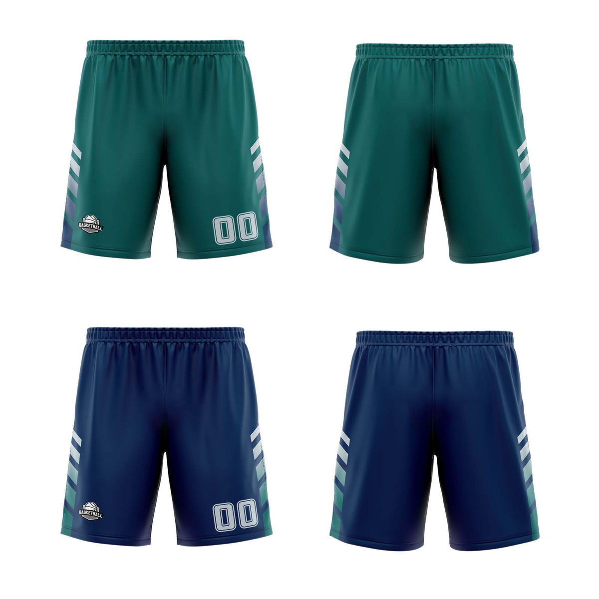 Benutzerdefinierte Mitternachtsgrün Marinegrau Reversible Basketball Jersey Personalisierte Print Name Nummer Logo