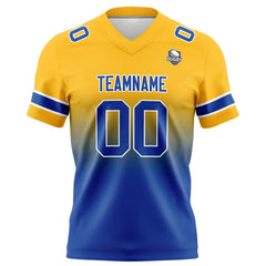 Benutzerdefinierte Gelb & Blau Gradient Fußball Trikots Personalisierter Name Nummer Logo