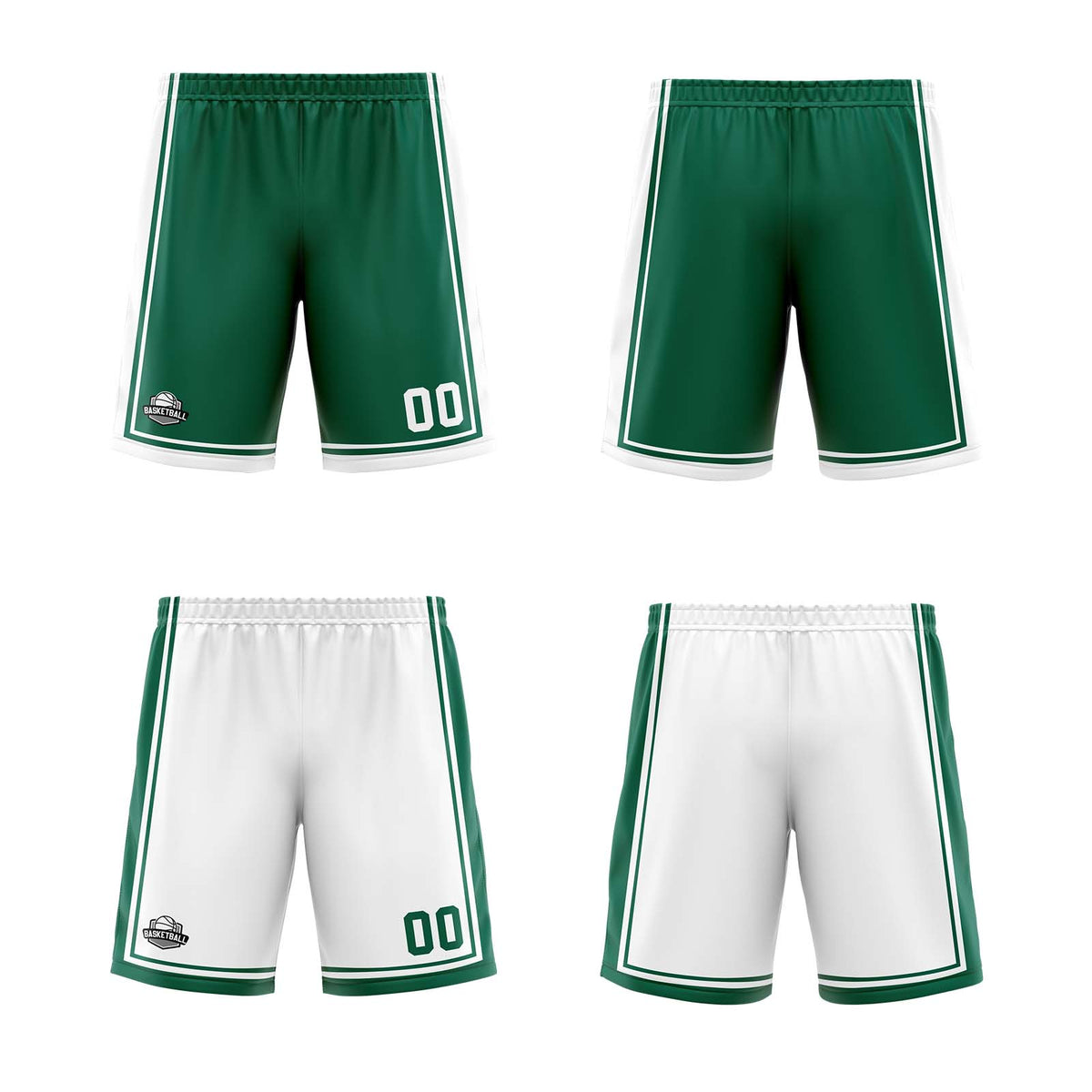 Benutzerdefinierte Grün Weiß Reversible Basketball Jersey Personalisierte Print Name Nummer Logo