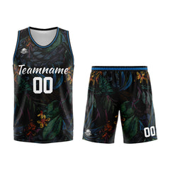 Benutzerdefinierter Basketball Jersey Uniform Anzug gedruckt Ihr Logo Name Nummer Schwarz& Regenwald