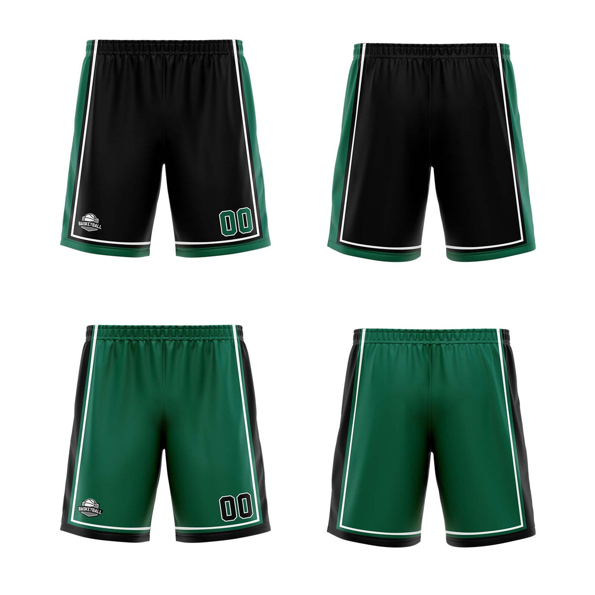 Benutzerdefinierte Schwarz Grün Reversible Basketball Jersey Personalisierte Print Name Nummer Logo
