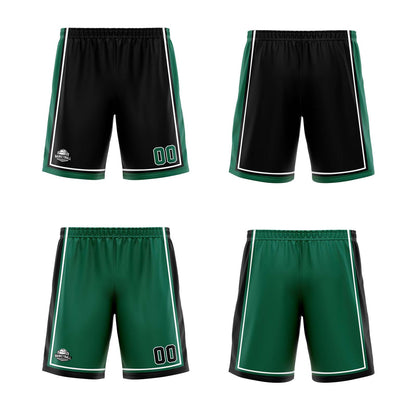 Benutzerdefinierte Schwarz Grün Reversible Basketball Jersey Personalisierte Print Name Nummer Logo