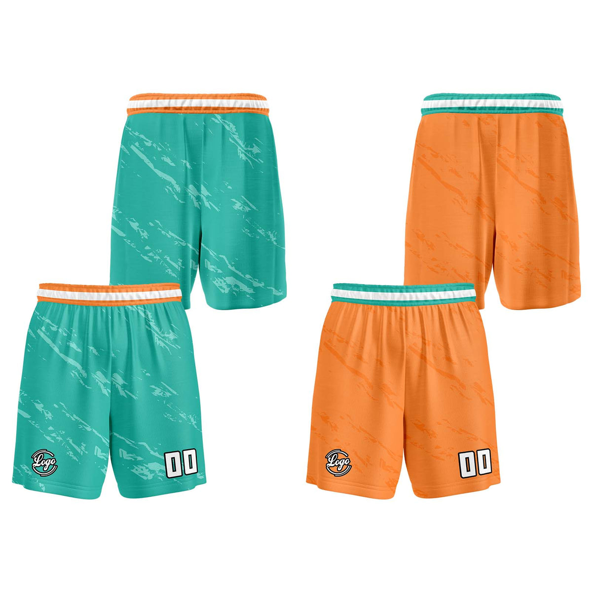 Benutzerdefinierte Teal Orange Reversible Basketball Jersey Personalisierte Print Name Nummer Logo