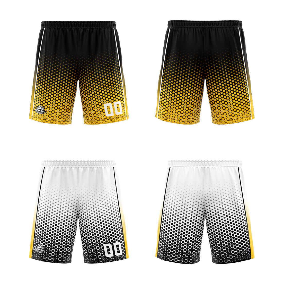 Benutzerdefinierte Schwarz Gelb Weiß Reversible Basketball Jersey Personalisierte Print Name Nummer Logo