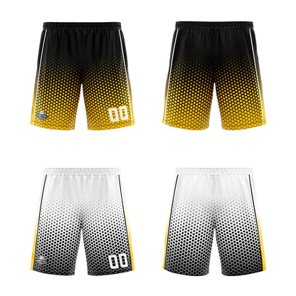 Benutzerdefinierte Schwarz Gelb Weiß Reversible Basketball Jersey Personalisierte Print Name Nummer Logo