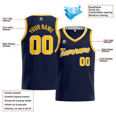 Benutzerdefinierte Authentisch  Basketball Trikot Marine-Gelb