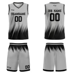 Benutzerdefinierter Grau Schwarz Basketball Jersey Uniform Anzug gedruckt Ihr Logo Name Nummer