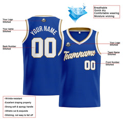 Benutzerdefinierte Authentisch  Basketball Trikot Royal-White-Gold