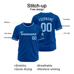 Benutzerdefinierte Authentisch Baseball-Trikot Royal-Hellblau