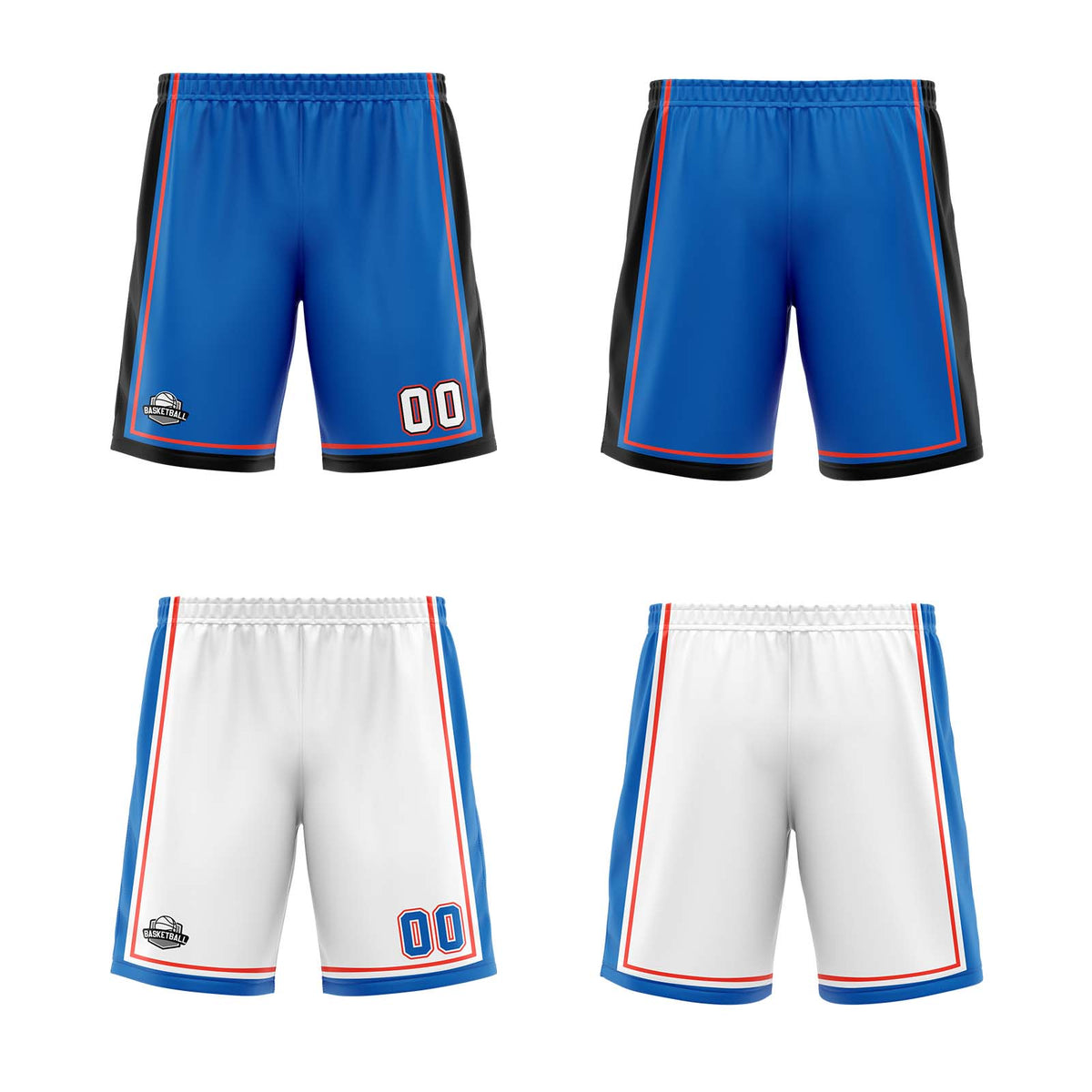 Benutzerdefinierte Blau Weiß Orange Reversible Basketball Jersey Personalisierte Print Name Nummer Logo