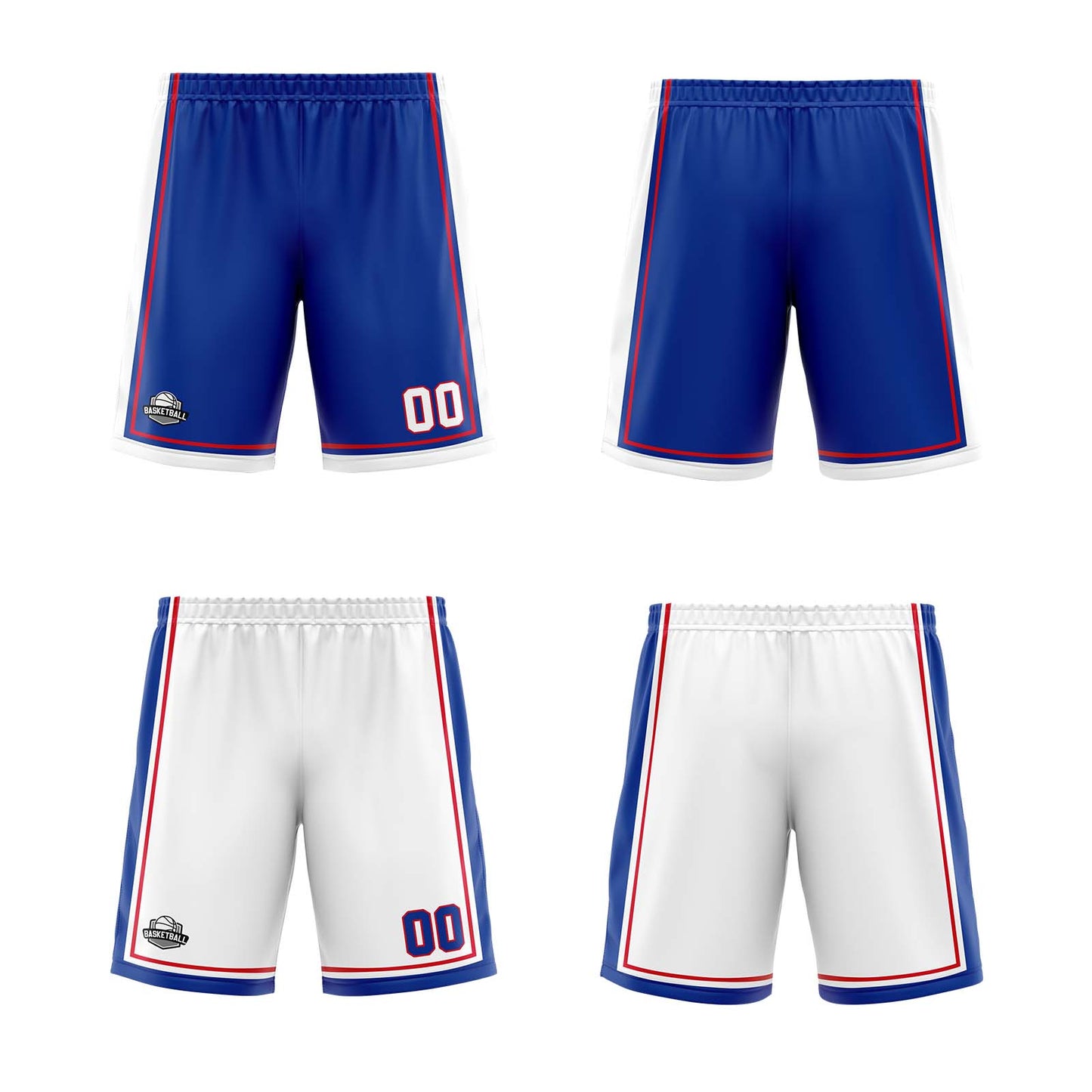 Benutzerdefinierte Royal Weiß Reversible Basketball Jersey Personalisierte Print Name Nummer Logo