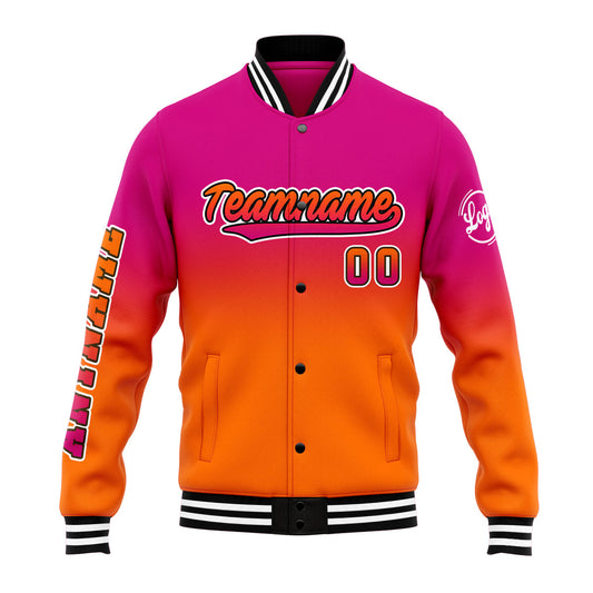 Benutzerdefinierte Verlauf Varsity-Jacke. Letterman-Jacke Rose Orange