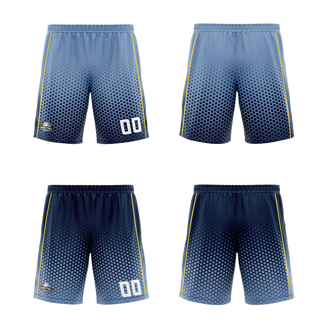 Benutzerdefinierte Staubiges Blau Marine Gelb Reversible Basketball Jersey Personalisierte Print Name Nummer Logo