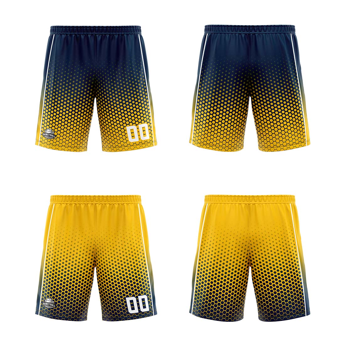 Benutzerdefinierte Marine Gelb Reversible Basketball Jersey Personalisierte Print Name Nummer Logo