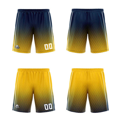 Benutzerdefinierte Marine Gelb Reversible Basketball Jersey Personalisierte Print Name Nummer Logo