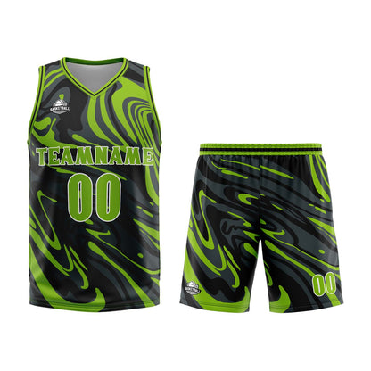 Benutzerdefinierter Grün Schwarz Basketball Jersey Uniform Anzug gedruckt Ihr Logo Name Nummer