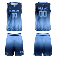 Benutzerdefinierter Marine Hellblau Farbverlauf Basketball Jersey Uniform Anzug gedruckt Ihr Logo Name Nummer