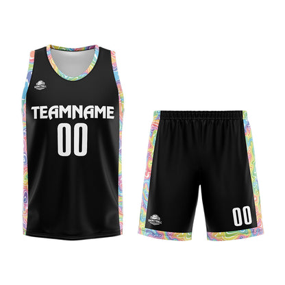 Benutzerdefinierter Basketball Jersey Uniform Anzug gedruckt Ihr Logo Name Nummer Schwarz