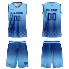 Benutzerdefinierter Blau Dunkelblau Farbverlauf Basketball Jersey Uniform Anzug gedruckt Ihr Logo Name Nummer