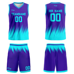 Benutzerdefinierter Lila Hellblau Basketball Jersey Uniform Anzug gedruckt Ihr Logo Name Nummer