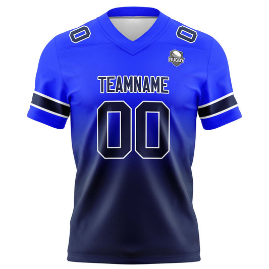 Benutzerdefinierte Königsblau & Marineblau Gradient Fußball Trikots Personalisierter Name Nummer Logo