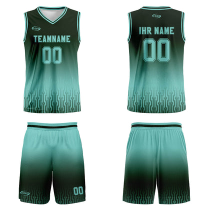 Benutzerdefinierter Olivgrün Blau Farbverlauf Basketball Jersey Uniform Anzug gedruckt Ihr Logo Name Nummer