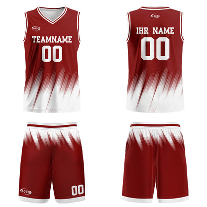 Benutzerdefinierter Rot Weiß Basketball Jersey Uniform Anzug gedruckt Ihr Logo Name Nummer