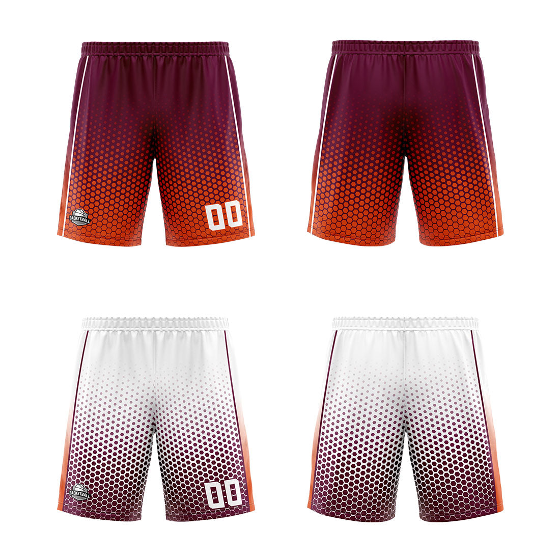 Benutzerdefinierte Burgund Orange Weiß Reversible Basketball Jersey Personalisierte Print Name Nummer Logo