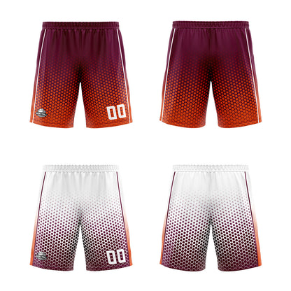 Benutzerdefinierte Burgund Orange Weiß Reversible Basketball Jersey Personalisierte Print Name Nummer Logo