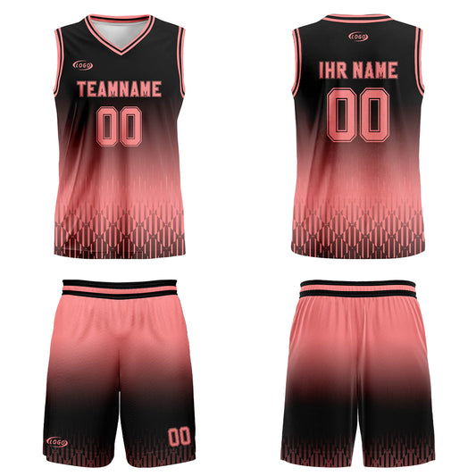 Benutzerdefinierter Schwarz Rosa Farbverlauf Basketball Jersey Uniform Anzug gedruckt Ihr Logo Name Nummer
