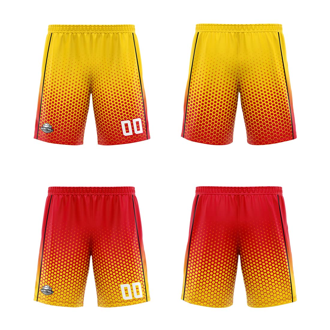 Benutzerdefinierte Gelb Rot Schwarz Reversible Basketball Jersey Personalisierte Print Name Nummer Logo