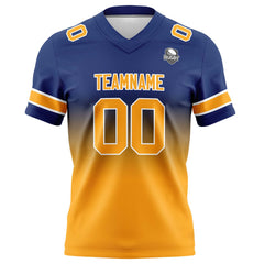 Benutzerdefinierte Marineblau Orange Gradient Fußball Trikots Personalisierter Name Nummer Logo