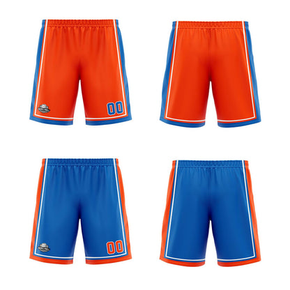 Benutzerdefinierte Orange Blau Weiß Reversible Basketball Jersey Personalisierte Print Name Nummer Logo