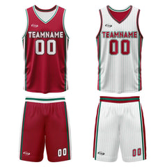 Benutzerdefinierte Rot Weiß Grün Reversible Basketball Jersey Personalisierte Drucken Name Nummer Logo