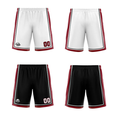 Benutzerdefinierte Weiß Schwarz Rot Reversible Basketball Jersey Personalisierte Print Name Nummer Logo
