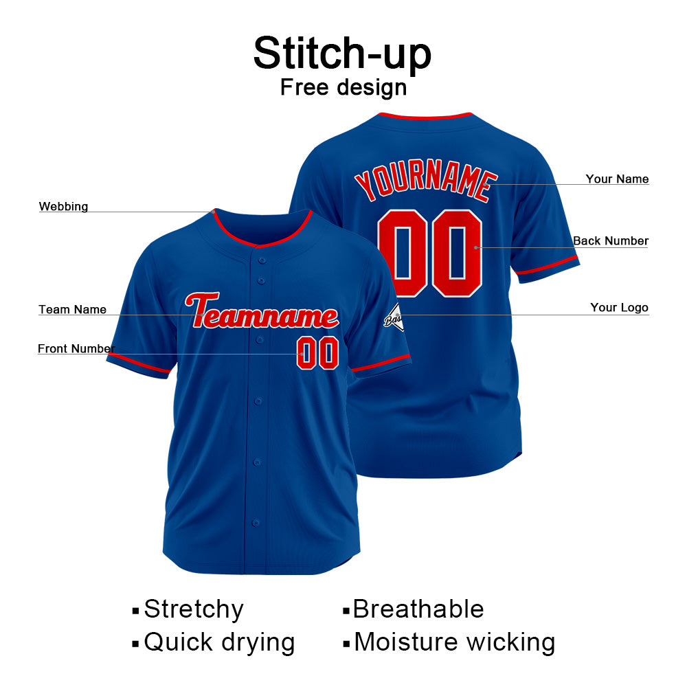 Benutzerdefinierte Authentisch Baseball-Trikot königlich-Rot
