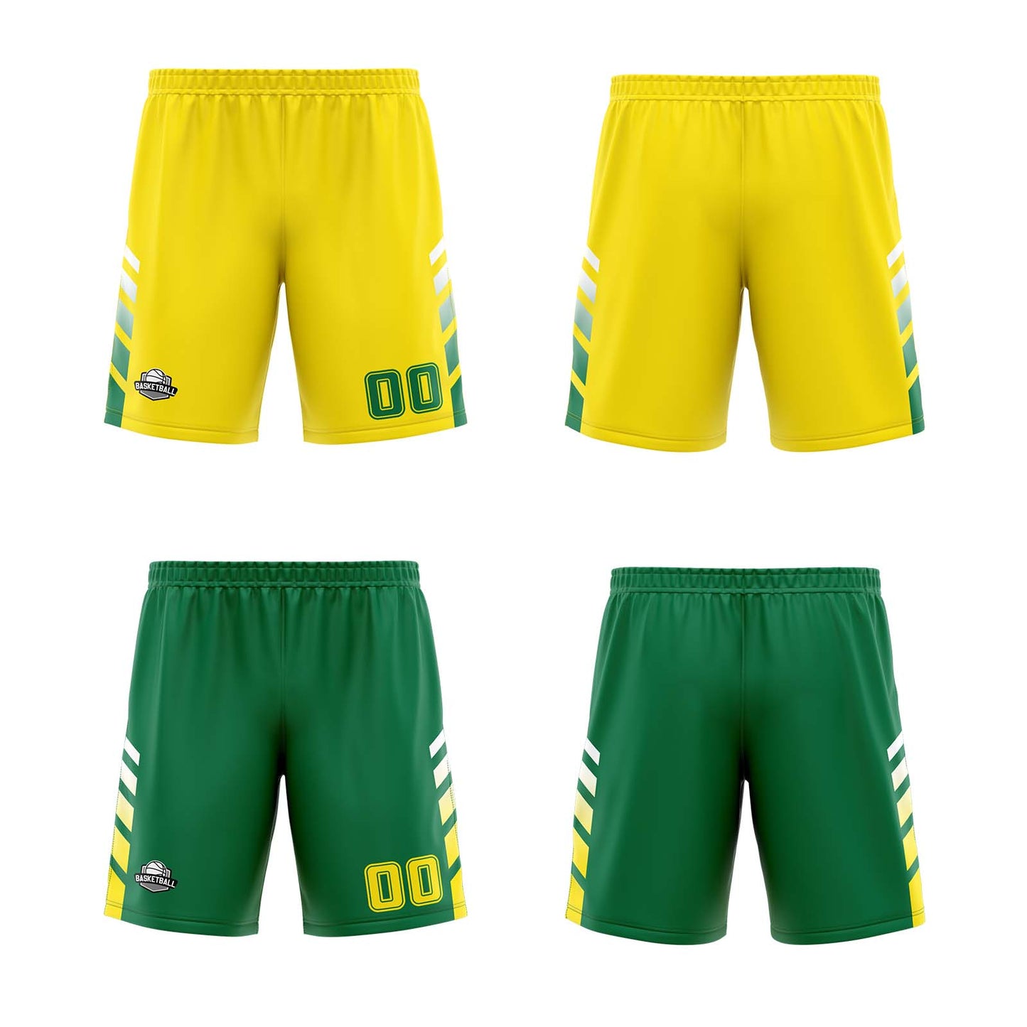Benutzerdefinierte Gelb Grün Weiß Reversible Basketball Jersey Personalisierte Print Name Nummer Logo