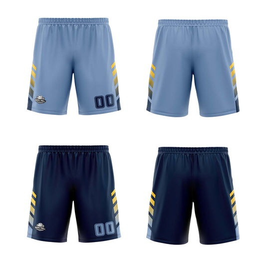 Benutzerdefinierte Hellblau Marinegelb Reversible Basketball Jersey Personalisierte Print Name Nummer Logo