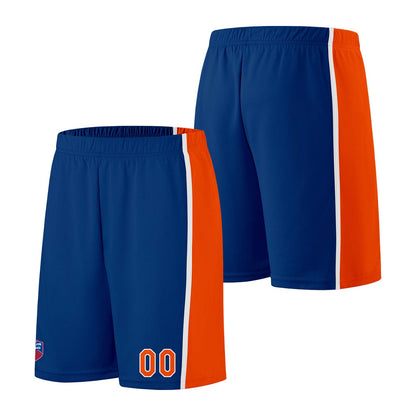 Individuelle Basketball-Jersey-Shorts für Männer und Frauen. Gestickter und gedruckter Name, Nummer und Logo Blau