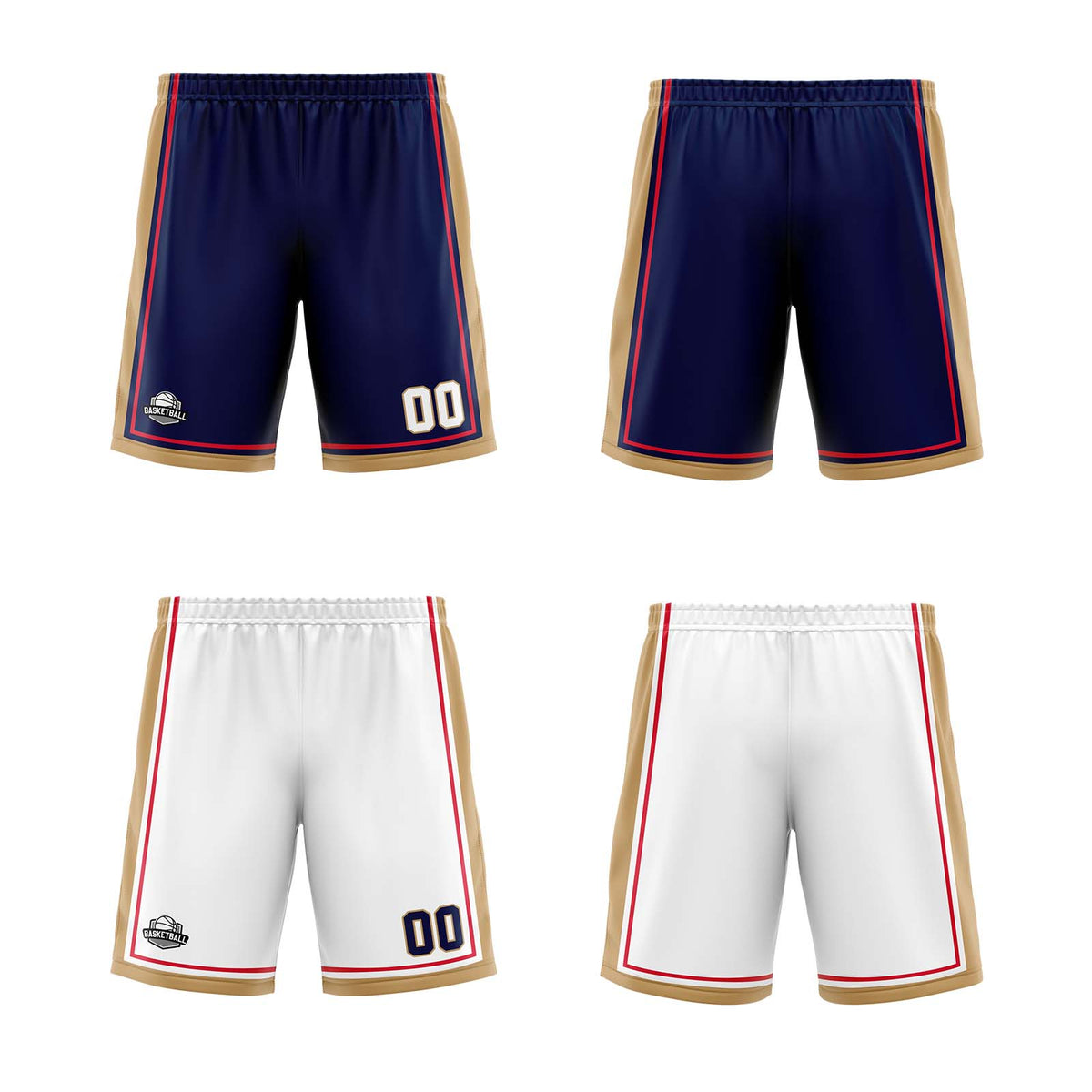 Benutzerdefinierte Marine Weiß Gold Reversible Basketball Jersey Personalisierte Print Name Nummer Logo