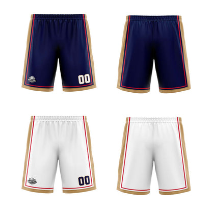 Benutzerdefinierte Marine Weiß Gold Reversible Basketball Jersey Personalisierte Print Name Nummer Logo