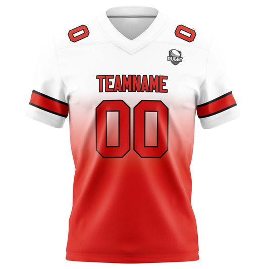 Benutzerdefinierte Weiß & Rot Gradient Fußball Trikots Personalisierter Name Nummer Logo