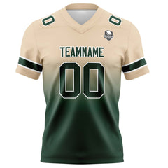 Benutzerdefinierte Khaki Dunkelgrün Gradient Fußball Trikots Personalisierter Name Nummer Logo