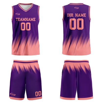 Benutzerdefinierter Lila Pink Basketball Jersey Uniform Anzug gedruckt Ihr Logo Name Nummer
