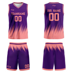 Benutzerdefinierter Lila Pink Basketball Jersey Uniform Anzug gedruckt Ihr Logo Name Nummer