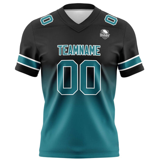Benutzerdefinierte Schwarz Grün Gradient Fußball Trikots Personalisierter Name Nummer Logo