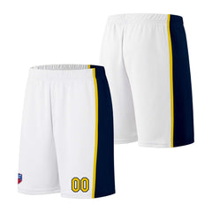 Individuelle Basketball-Jersey-Shorts für Männer und Frauen. Gestickter und gedruckter Name, Nummer und Logo Weiß