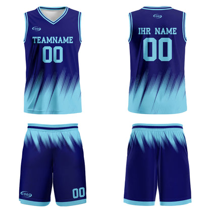 Benutzerdefinierter Blau Basketball Jersey Uniform Anzug gedruckt Ihr Logo Name Nummer